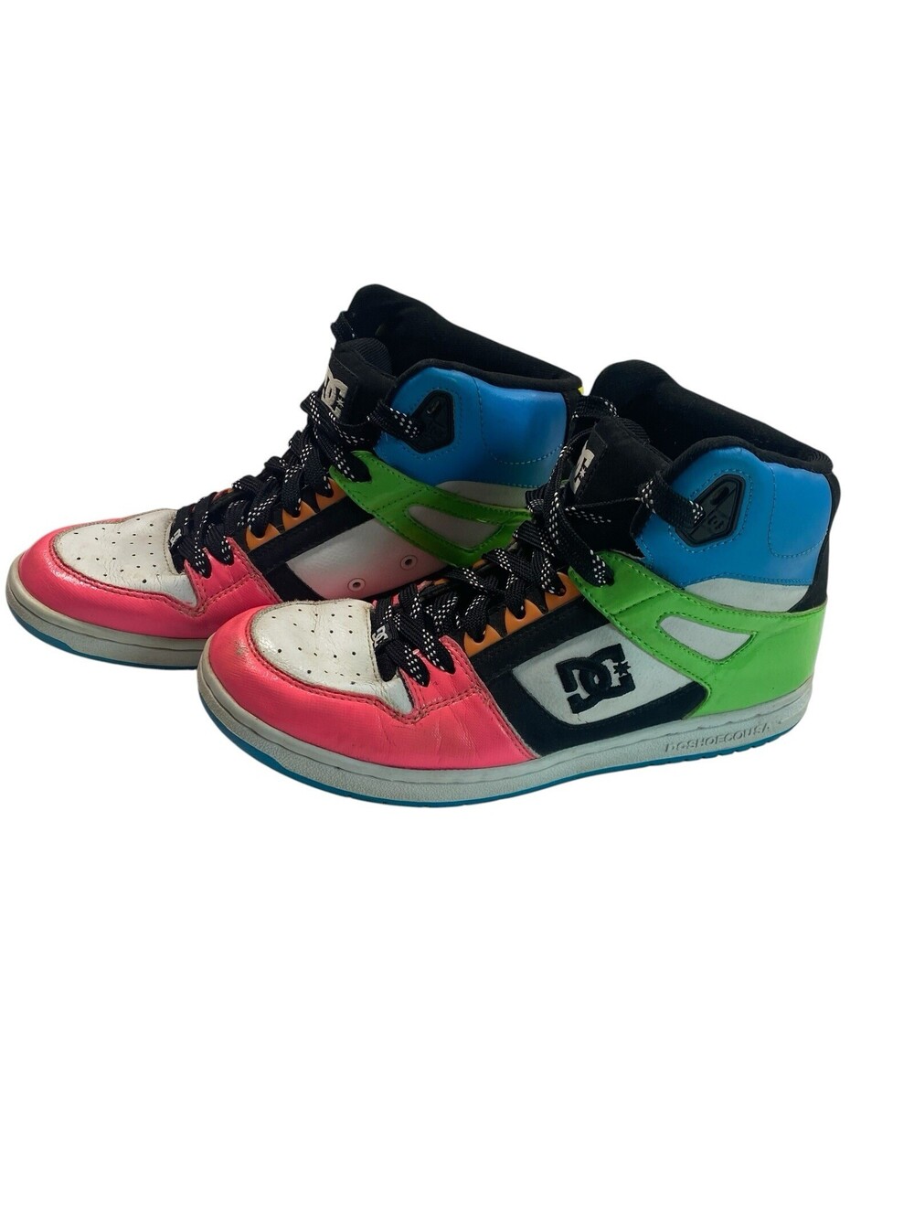 Vintage Y2K DC Women’s Rebound HI Skateboard Shoes Size 10 Neon Pink/Green/Blue